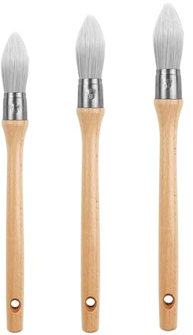 3 Stück Rund Lackierpinsel Spitz Fein Malerpinsel Fensterrahmen Lackierpinsel Edelstahl Bogen Ringpinsel Zum Fenstern und Türen für Malen, Möbel, Fenstern, Türen