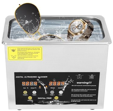 Ultrasonic Cleaner, 2.9L Stainless Steel Ultrasonic Cleaning Machine, Heating Power Commercial Sonic Cleaner, Temperature & Time Adjustable, for Eyeglasses, Watches, Dentures, Dental Instruments