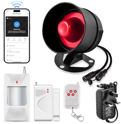 House Alarms System WiFi, Door Window Sensor Alarm System-Home Security Systems Anti-theft 120DB Alarm,Smart Magnetic Sensor Alarm with Free Notification APP Control &Remote Control for Garage Shed