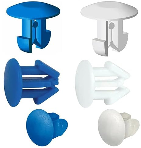 Tûche Kit 4 Bottoni targa portatarga, 2 bottoni blu e 2 bianco, per moto scooter ciclomotori quad