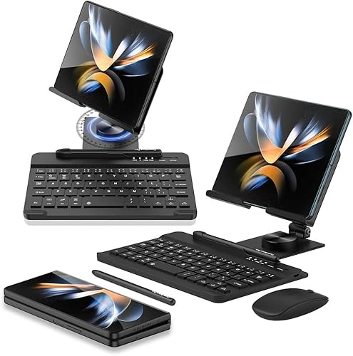 Tastiera e mouse e penna touch, per Samsung Galaxy Z Fold 6, 5, 4, 3, tastiera Bluetooth portatile staccabile con supporto da scrivania regolabile per telefono Z Fold 6 5 4 3 (nero)