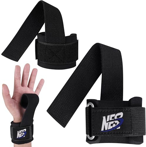 NES3 Zughilfen mit Handgelenkstütze & Neoprenpolster - Professionelle Handgelenkbandagen für Gewichtheben, Bodybuilding, Krafttraining, Kreuzheben & Fitness - Trainingszubehör für Männer & Frauen
