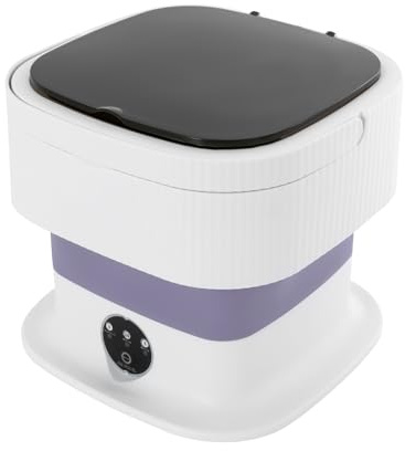 Qussse Faltbare Mini Waschmaschine, 10L Tragbare Small Mobile Waschmaschine Kinder für Familien Wohnheime Wohnmobile und Wohnungen (Lila)