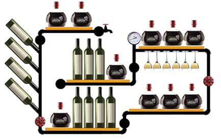 JOSIAHCQ Weinregal Wand Metall Flaschenregal Schmal Wine Rack Bar Regal Wand Weinschrank Hausbar Barschrank Getränke Regal mit Weinglashalter für Esszimmer Bartheke Wohnzimmer Küche