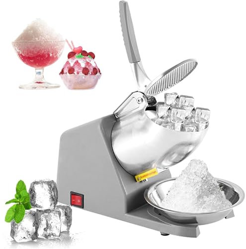 ELectric Ice Crusher, 380W Stainless Steel Snow Cone Maker for Ice Cream,2000rpmdual Stainless Steel Blades,lattice Pressure Groove Design, Crushing 85Kg Ice Per Hour, for Home and Commercial Use