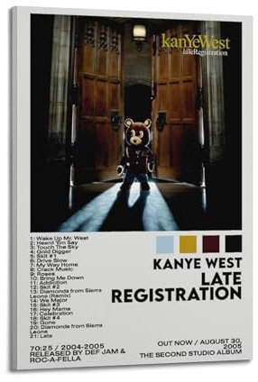 Kanye West Late Registration Album Art Poster – 30x45 cm (12x18 Zoll), Rahmenstil 10, Dekoration für Bar, Restaurant, Wohnzimmer