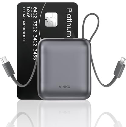 Power Bank 10000mAh, Mini Bateria Externa Carga Rapida con 2 Cables, PD 22,5W, Bateria Portatil Pequeña, Cargador Portátil movil USB C Compatible con iPhone 16 15 14 12 Serie Samsung Android (Gris)