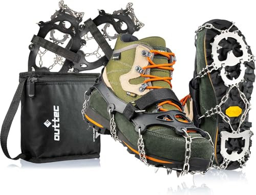 Outtec® Wandersteigeisen Steigeisen Schuhspikes Eisspikes - Größe 39-42 (L) - rutschfeste Schuhkrallen, Spikes - für Wandern, Outdoor, Schnee, EIS