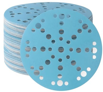 50x Blau Keramik Schleifscheiben 150mm Klett 49-Loch K80 für Auto/Holz | Blaue Schleifpads für Exzenterschleifer Schnelle Lackentfernung und Rostbeseitigung auf Holz Metall und Karosserie