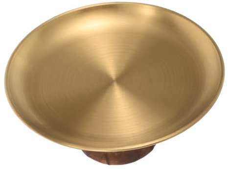 IMIKEYA Bandeja alta doméstica platos de ensalada mesa de platos bandeja de servicio decorativo bandeja de fruta vintage plato de pastel mesa expositora de galletas Acero inoxidable Dorado