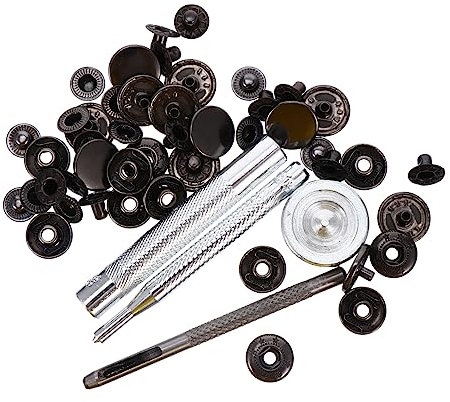 YOSADIER Bottoni Automatici in Lega Nera 15mm 12 Set per Jeans e Cinture