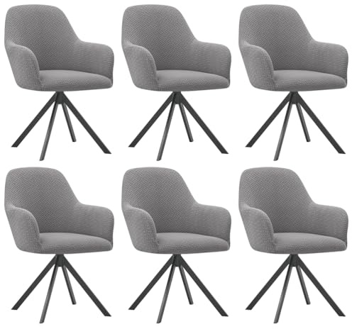 Lzyjck Stretch-Stuhlhusse Für Esszimmerstühle Mit Armlehnen, Schonbezug Für Drehsessel, Schonbezug Bürostühle, Für Schminktisch, Wohnzimmer, Schlafzimmer,Grau,6PCS