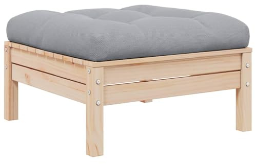 XINCXIN Gartenhocker, korbsessel Outdoor terassenmöbel außen gartensessel Balkon Couch Geeignet für Balconies patios Garden Yard mit Grauem Kissen Massivholz Kiefer