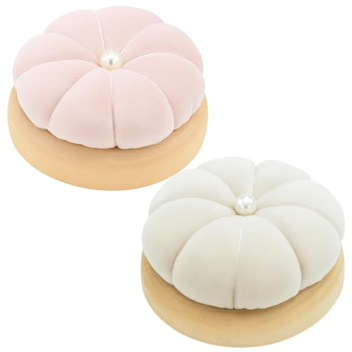 2 PCS Pin Cushions for Sewing, Pin Cushion, Japanese Style Compact and Lightweight Wooden Base Needle Ideal for Quilting, Needlework, and DIY Crafts (Pink, White)