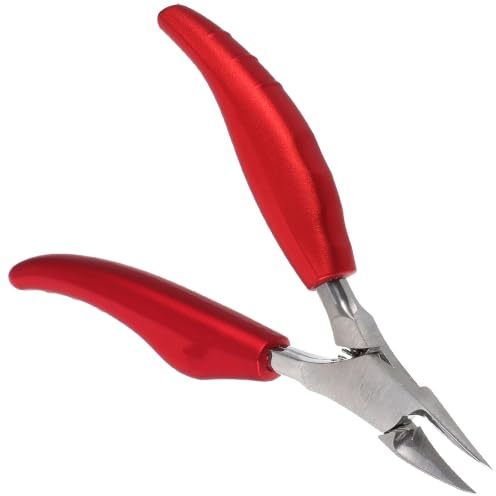 FRCOLOR Cortaúñas Bordes Afilados Plegable de Acero Inoxidable Rojo Diseño Compacto para Uñas Gruesas y Encarnadas para Manicura Profesional y Uso Diario