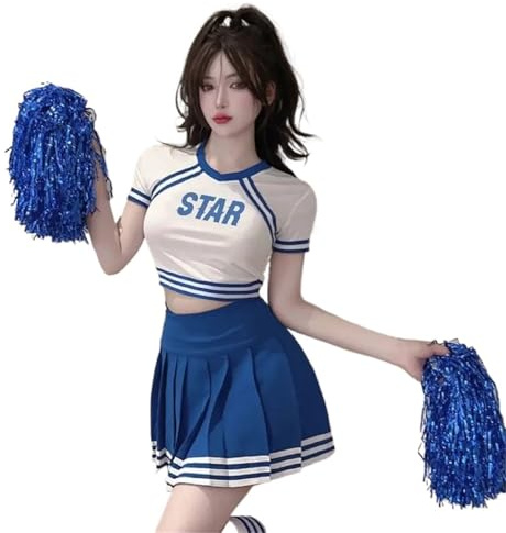 EURDFHY Uniforme de animadora Uniformes de animadoras Equipos estudiantes animación Disfraces rendimiento deportivo(Blue 2,XL)