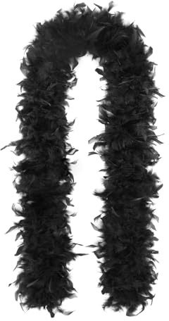 Yuwnd Federboa Schwarz, Schwarz Federboa, 2,0 m, Boa für Partys, Junggesellinnenabschiede, Faschingskostüme, Konzert Accessoires, Pride, LGBT Paraden Federschal, Weihnachtsfeier