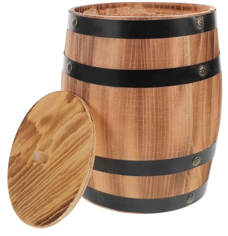 Sewroro Organizador de Cubiertos Vintage de Madera Carbonizada Soporte Mini de 20 CM Forma de Barril para Utensilios de Cocina Cucharas y Tenedores Almacenamiento Compacto para