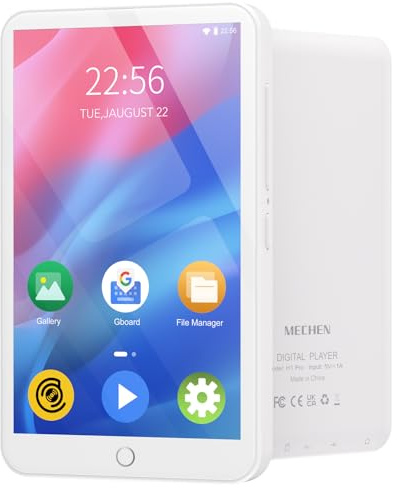 MECHEN Lecteur MP3 Spotify, Bluetooth MP4 Radio WiFi Android 9.0, Écran Tactile 4 Pouces, pour Enfants et Loisirs, Autonomie Longue (Blanc)