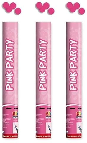 3x Cannone Tubo Sparacoriandoli CORIANDOLI ROSA - TUBO lancia coriandoli da 40cm - per compleanno, anniversario, battesimo, nascite, feste o party