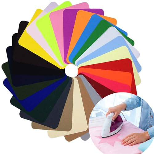 Bügelflicken Jeans, 26 Stück Flicken zum Aufbügeln, Jeans flicken zum Aufbügeln Innen und Außen, Baumwolle Patches Reparaturset für Kleidung, Hosen, Stoff 12.5 cm x 9.5 cm