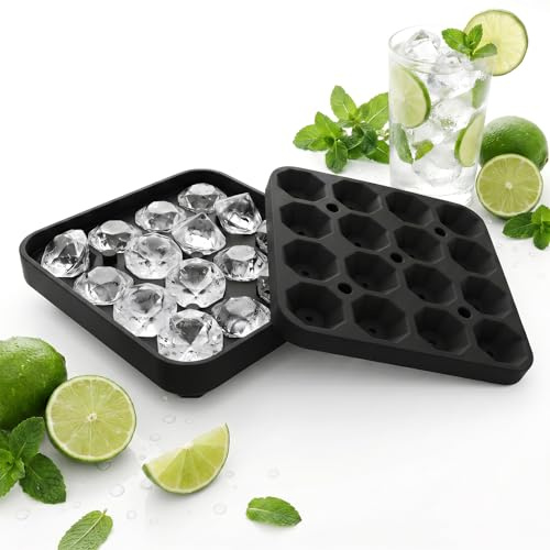 Nivofu Cubiteras para Hielo Silicona 16 Compartimentos Diamante con Tapa | 16 compartimentos, sin BPA, reutilizable, fácil de abrir, ideal para cócteles, whisky y chocolate