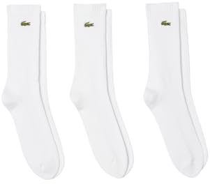 Lacoste Men's 3-Pack Jersey Tube Socks, 10-12, White