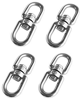 M6 drehbare Ösenhaken, doppelseitiger drehbarer Haken, 304 Edelstahl, strapazierfähig, Öse zu Auge, Ringverbinder, 4 Stück