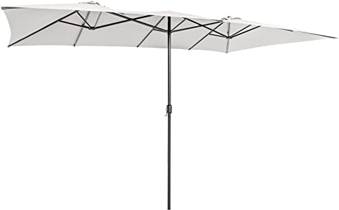 KOMFOTTEU Ombrellone Doppio 426 x 265 cm, Ombrellone Rettangolare con Manovella e Protezione UV, Ombrellone da Balcone Grande Idrorepellente, Ombrellone da Patio per Piscina, Mercato, Giardino