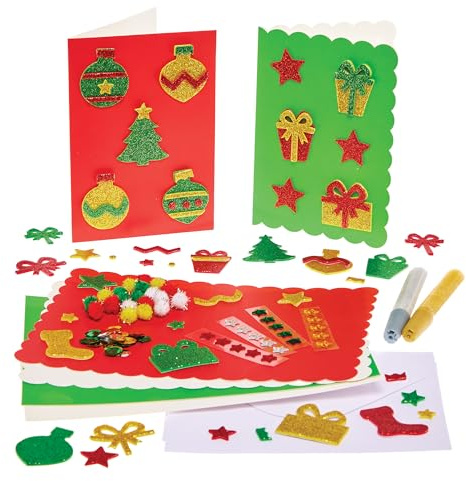 Baker Ross FX892 Kit de Tarjetería Navideña - 1 kit, Tarjetería y Decoración Navideña para Niños