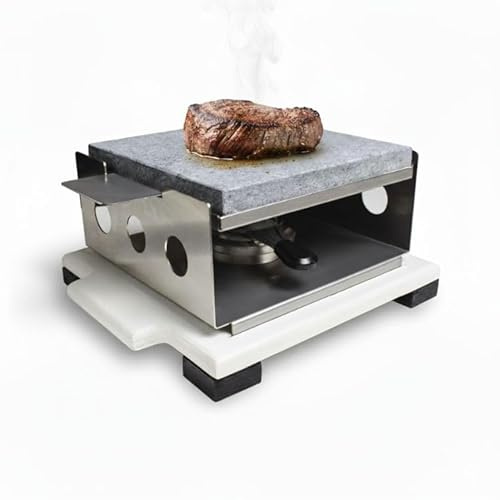 Piedrasar Piedra Volcánica para asar Carne- Piedra para Cocinar de 20x20- Plancha para carne para Restaurantes y Particulares- Modelo R Blanco 20x20