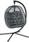Outsunny Outdoor Swing Chair with Thick Padded Cushion, Patio Hanging Chair with Metal Stand, Egg Chair with Foldable Basket, Cup Holder, for Indoor and Outdoor, Dark Grey
