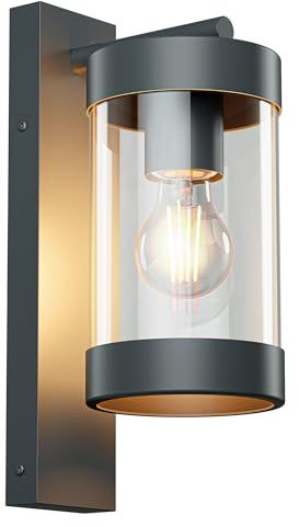 ledscom.de Außenwandleuchte LAIFA anthrazit matt, Glas/Edelstahl, E27 Fassung (max. 40 W), ohne Leuchtmittel