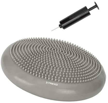Trexo - Cuscino Di Equilibrio Con Punte 33 x 5 cm - Seduta Sensoriale Antiscivolo Per Postura E Tronco, Ufficio E Casa Grigio
