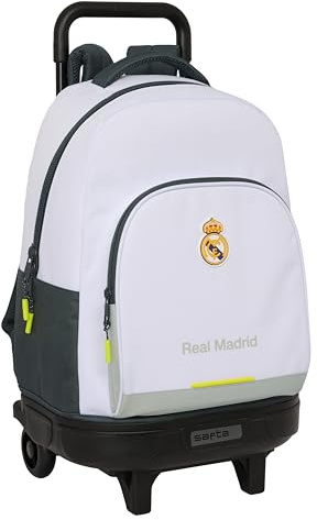 Safta REAL MADRID EQUIPACIÓN 25/26 - Mochila Grande con Ruedas, Compacta, Extraíble, Ideal para Niños de Diferentes Edades, Cómoda y Versátil, Calidad y Resistencia, 33x22x45 cm