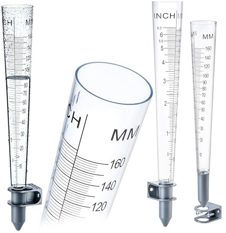 KADAX Regenmesser mit Wandhalterung, Regenwassermesser aus Kunststoff zum Messen von Niederschlag, Wetterfester Niederschlagsmesser für Garten (31 cm)
