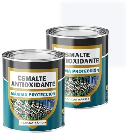SPSIL Esmalte Antioxidante Blanco Brillo 750ml(pack of 2) Directo sobre Óxido Pintura Antióxido Metal Hierro Uso Exterior e Interior