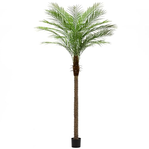 ZEEOZE 240 cm konstgjort penixpalmer, hög konstgjord palm med 18 justerbara blad, konstgjorda Phoenix-palmplantor för uteplats, pool, hemmakontor, vardagsrum och trädgård (1st, 240 cm)