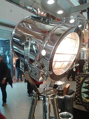 Sara International - Lampe de sol vintage industrielle chromée avec trépied en aluminium et acier