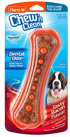 Hartz Chew 'n Clean Dental Duo Bacon Flavored Dental Dog Treat & Chew, Extra Large