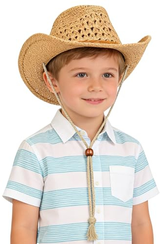 ITODA Chapeau de Cow-Boy en Paille Chapeau de Soleil à Larges Bords Panama d'été avec Bande Réglable pour Femme Homme Casquette Visière de Voyage Camping Plage Extérieur