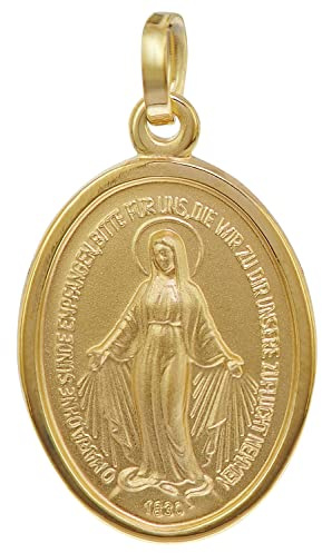 trendor Milagrosa Anhänger Gold 750 (18 Karat) 20 mm 75312 | Madonna-Medaille Gelbgold 18K, Gold-Anhänger wundertätige Medaille, Madonna-Anhänger, religiöser Schmuck, Madonna Immaculata