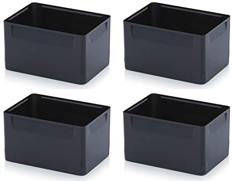 Einsatzkästen 4er Set 15cm Höhe für Auer Eurobehälter 60x40 * Einsatz Kästen Einsätze schwarz