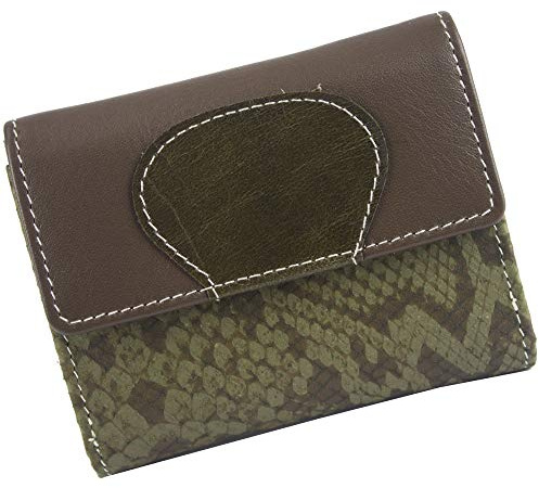 Sunsa Geldbörse. Damen Geldbeutel. Leder Portemonnaie mit RFID Schutz. Kleiner Brieftasche mit Kreditkarten Fächer. Mädchen Geldtasche Wallet. Purses 81682 | Kleine Brieftasche mit vielen Kreditkarten Fächern und Münzfach. Mini Geldtasche in braun/ khaki grün Wallet Purses for Women