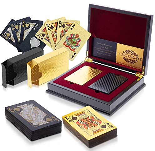 Trendcool Poker-Karte, Kartenspiel, Tischkartenspiel, Poker mit Holzbox (Gold + Schwarz + Box)