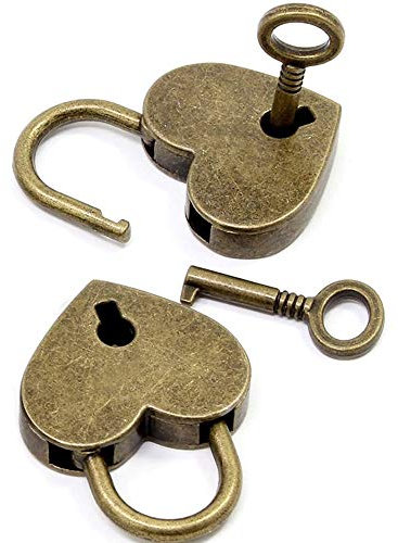 2 Pezzi Lucchetto a Cuore Vintage,Mini Lucchetto a Forma Di Cuore,Lucchetto a Cuore Con Chiave,Bronzo,Per Agende,Portagioielli,Scatole Portaoggetti,Armadietti,Portamonete,Regali Di Festa