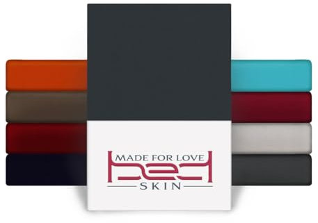 Bedskin Jersey Spannbettlaken 180x200 & 200x200 cm – 100% Baumwolle Spannbetttuch, weich & atmungsaktiv (Anthrazit)