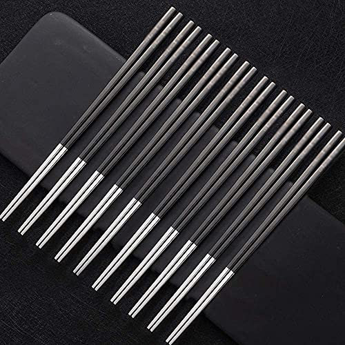 ZHANGZONG Palillos Palillos Chinos Palillos Sushi Juego de 10 Pares de Palillos japoneses de Metal de Acero Inoxidable, para Adultos, niños, Principiantes, vajilla Antideslizante con Aislamiento t
