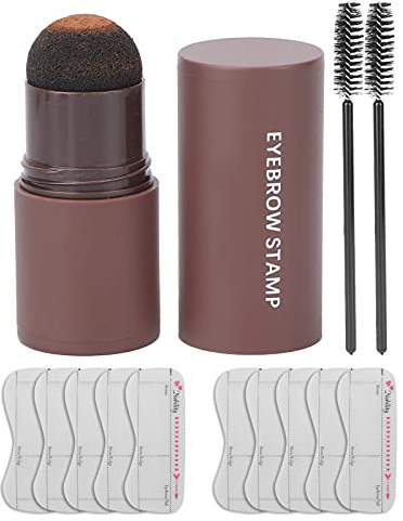 Augenbrauen-Stempel Set, wasserdichtes Puder Set mit 10x wiederverwendbaren Schablonen, dunkelbraun, Profi-Formungsset