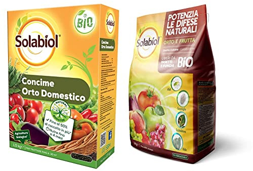Solabiol Concime Granulare Biologico per Orto Domestico con Tecnologia Natural Booster, 1,5Kg & Zeolite Polvere di Roccia, 1kg Potenziatore delle difese delle Piante, Bianco, 1 kg